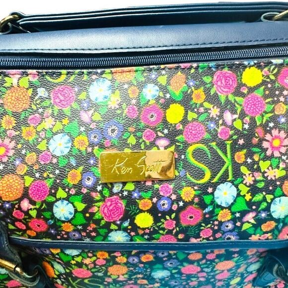 KEN SCOTT Italy Circa 1980s Retro Floral Weekender Convertible Crossbody Duffle - Picture 5 of 15